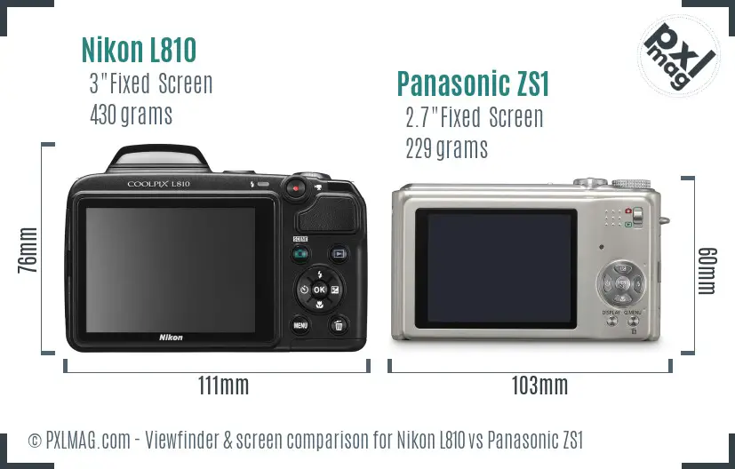 Nikon L810 vs Panasonic ZS1 Screen and Viewfinder comparison Nikon L810 vs Panasonic ZS1 Screen and Viewfinder comparison