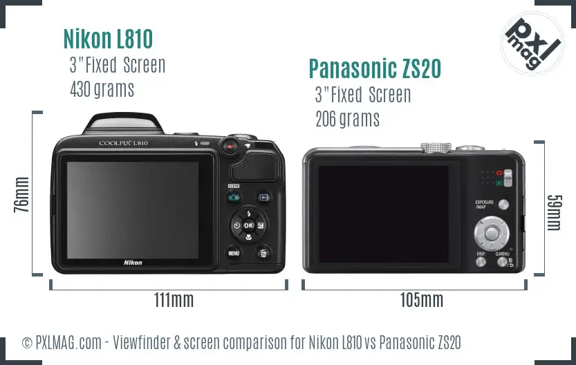 Nikon L810 vs Panasonic ZS20 Screen and Viewfinder comparison