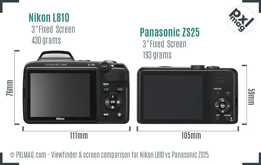 Nikon L810 vs Panasonic ZS25 Screen and Viewfinder comparison Nikon L810 vs Panasonic ZS25 Screen and Viewfinder comparison