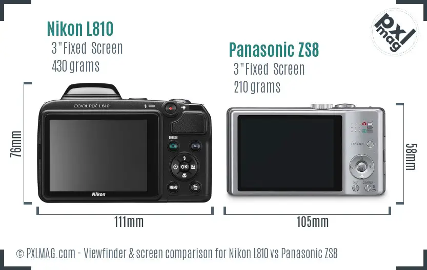 Nikon L810 vs Panasonic ZS8 Screen and Viewfinder comparison Nikon L810 vs Panasonic ZS8 Screen and Viewfinder comparison