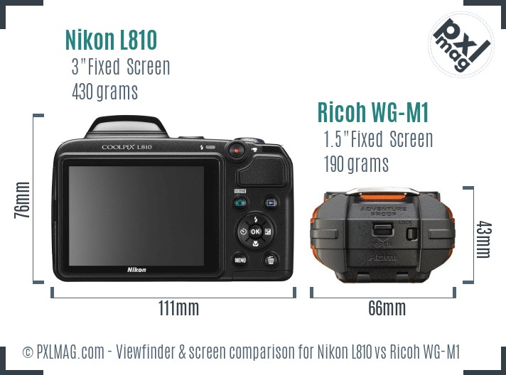 Nikon L810 vs Ricoh WG-M1 Screen and Viewfinder comparison