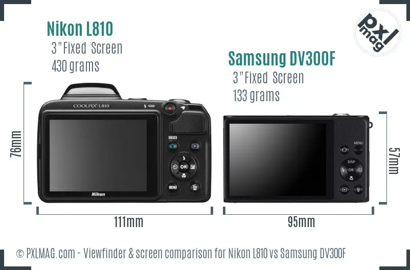 Nikon L810 vs Samsung DV300F Screen and Viewfinder comparison