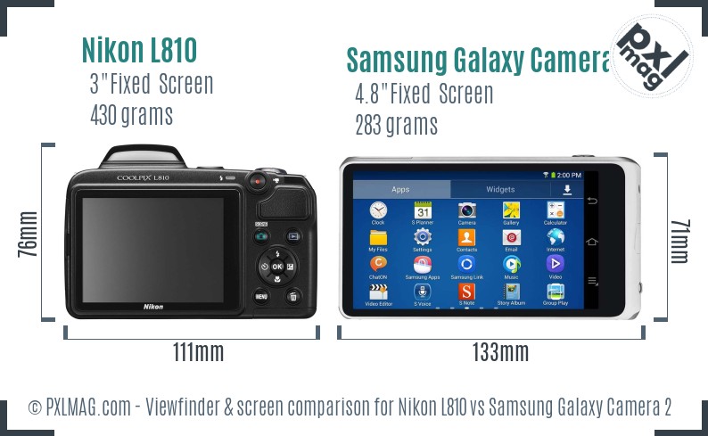 Nikon L810 vs Samsung Galaxy Camera 2 Screen and Viewfinder comparison