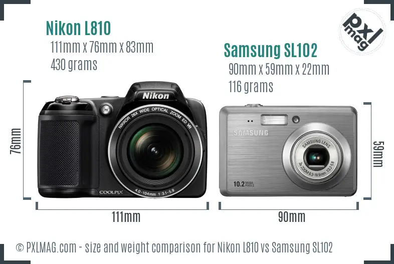 Nikon L810 vs Samsung SL102 size comparison