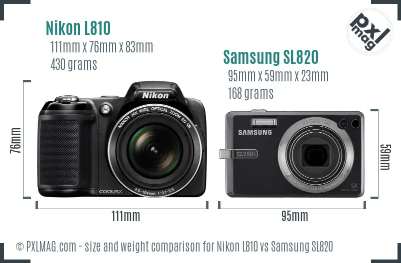Nikon L810 vs Samsung SL820 size comparison