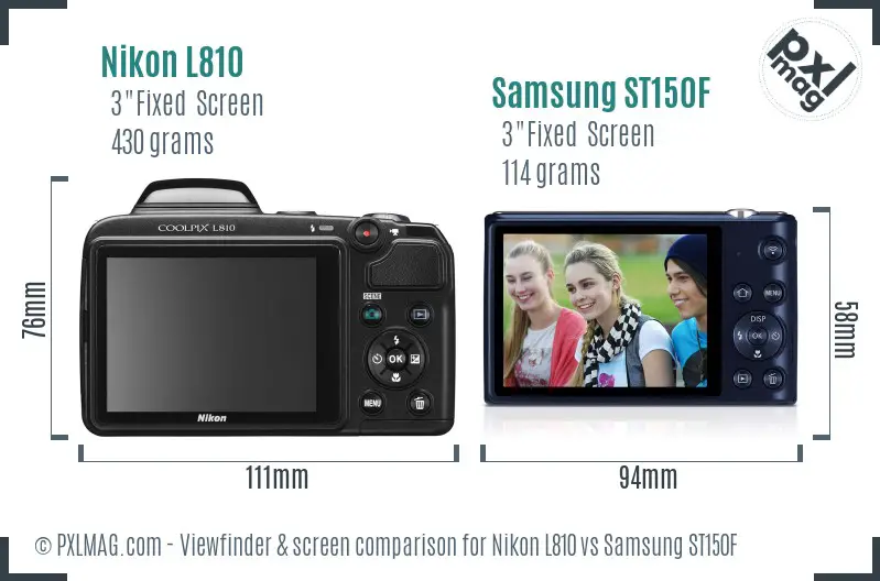 Nikon L810 vs Samsung ST150F Screen and Viewfinder comparison