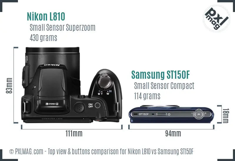 Nikon L810 vs Samsung ST150F top view buttons comparison