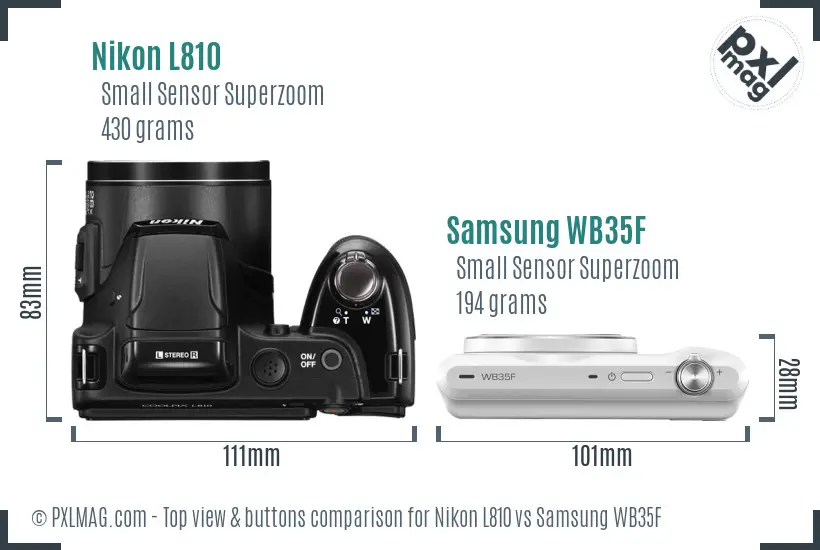 Nikon L810 vs Samsung WB35F top view buttons comparison