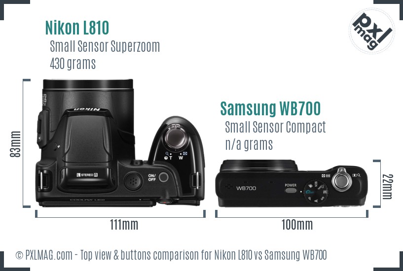 Nikon L810 vs Samsung WB700 top view buttons comparison