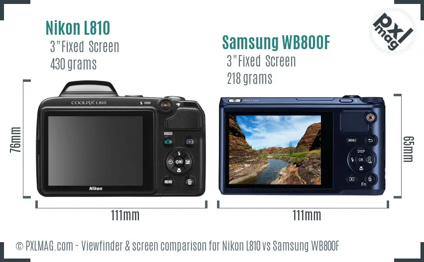 Nikon L810 vs Samsung WB800F Screen and Viewfinder comparison Nikon L810 vs Samsung WB800F Screen and Viewfinder comparison