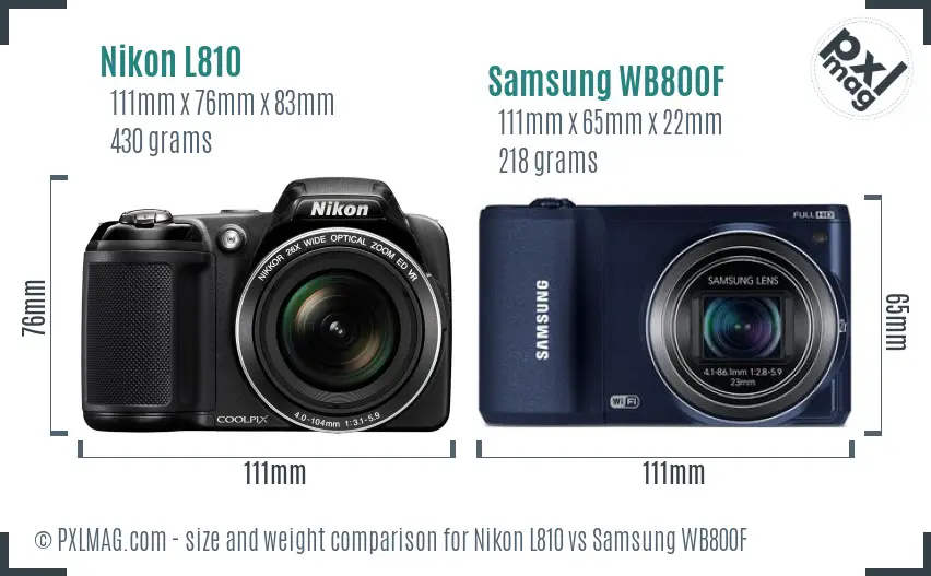 Nikon L810 vs Samsung WB800F size comparison Nikon L810 vs Samsung WB800F size comparison