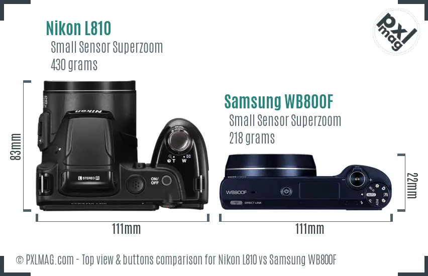 Nikon L810 vs Samsung WB800F top view buttons comparison Nikon L810 vs Samsung WB800F top view buttons comparison