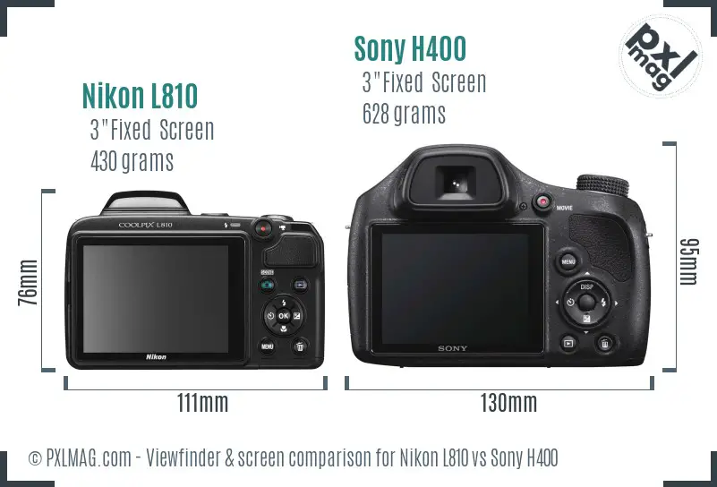 Nikon L810 vs Sony H400 Screen and Viewfinder comparison Nikon L810 vs Sony H400 Screen and Viewfinder comparison