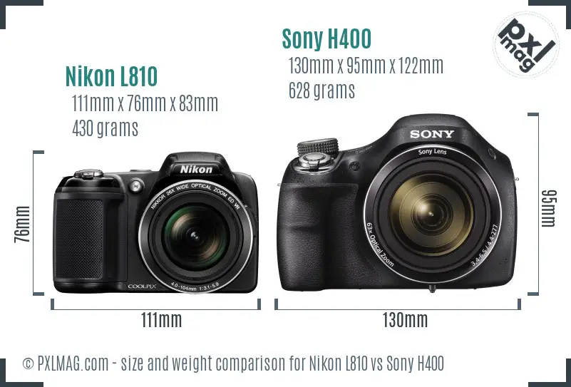 Nikon L810 vs Sony H400 size comparison Nikon L810 vs Sony H400 size comparison