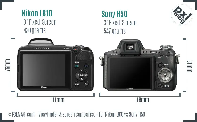 Nikon L810 vs Sony H50 Screen and Viewfinder comparison Nikon L810 vs Sony H50 Screen and Viewfinder comparison