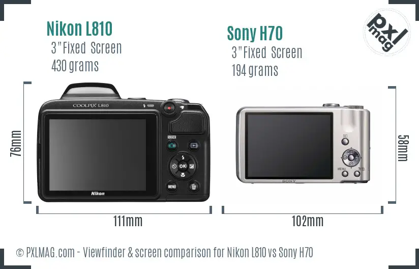 Nikon L810 vs Sony H70 Screen and Viewfinder comparison Nikon L810 vs Sony H70 Screen and Viewfinder comparison
