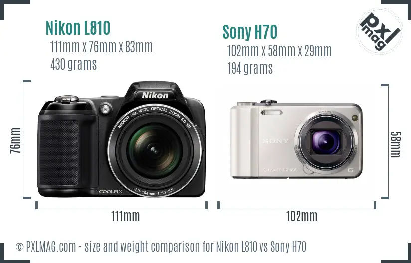 Nikon L810 vs Sony H70 size comparison Nikon L810 vs Sony H70 size comparison