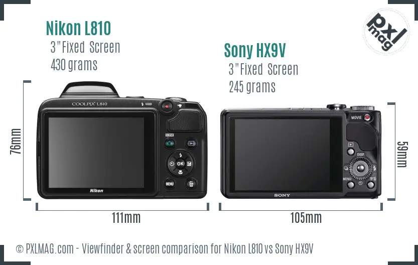 Nikon L810 vs Sony HX9V Screen and Viewfinder comparison Nikon L810 vs Sony HX9V Screen and Viewfinder comparison