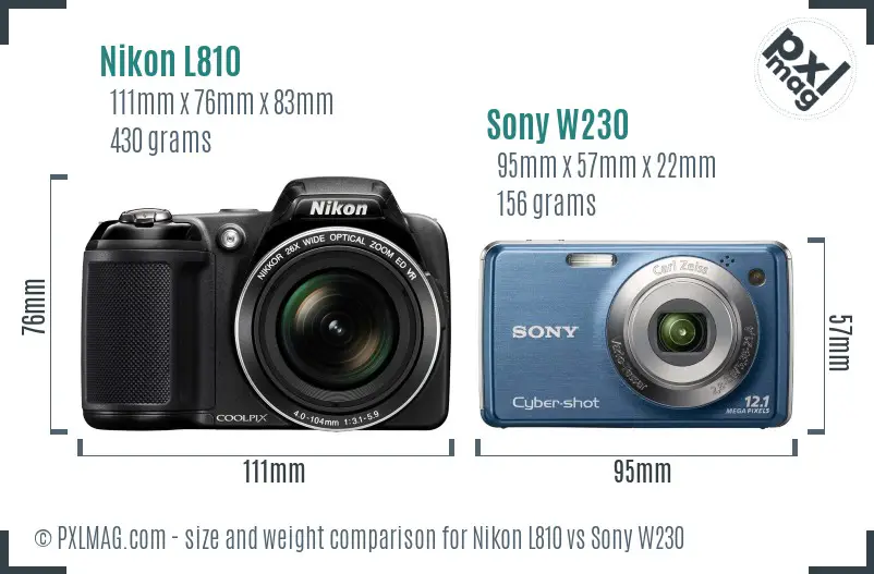 Nikon L810 vs Sony W230 size comparison Nikon L810 vs Sony W230 size comparison