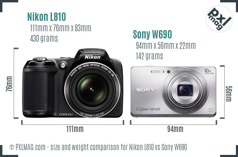 Nikon L810 vs Sony W690 size comparison Nikon L810 vs Sony W690 size comparison