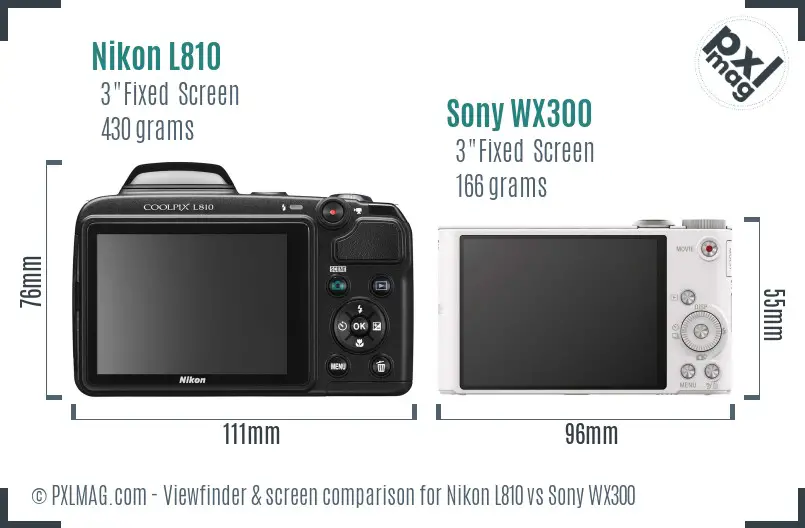 Nikon L810 vs Sony WX300 Screen and Viewfinder comparison