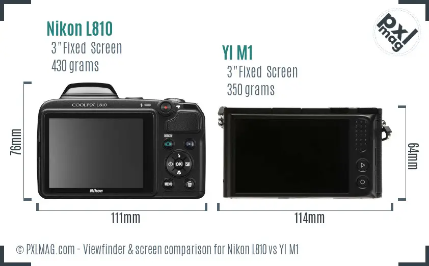Nikon L810 vs YI M1 Screen and Viewfinder comparison