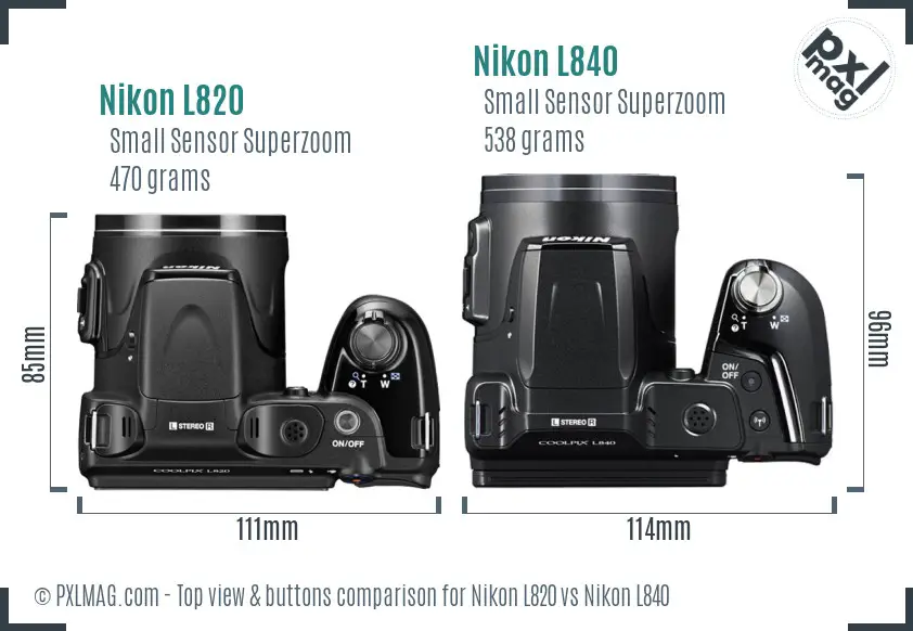 Nikon L820 vs Nikon L840 top view buttons comparison