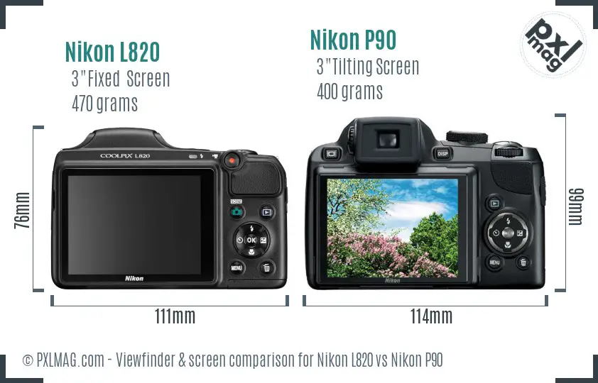 Nikon L820 vs Nikon P90 Screen and Viewfinder comparison Nikon L820 vs Nikon P90 Screen and Viewfinder comparison