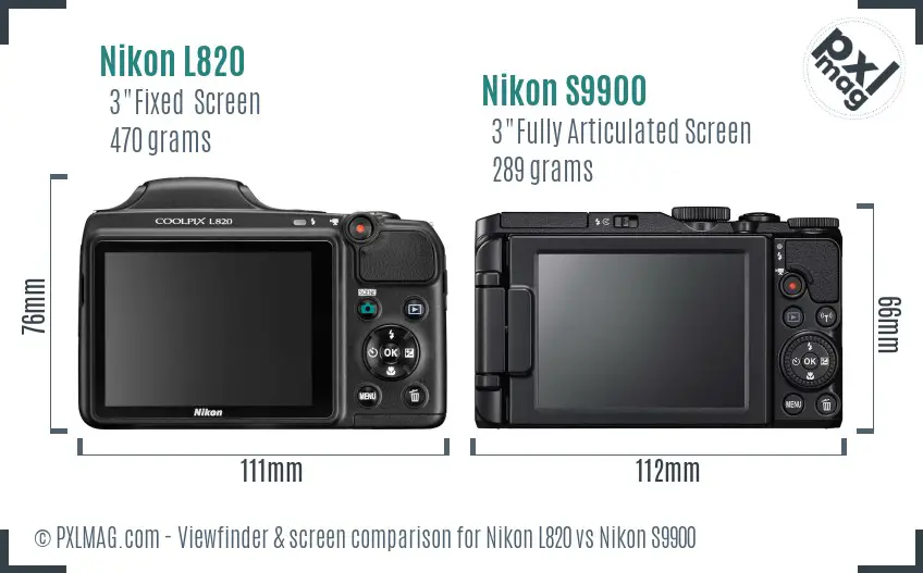 Nikon L820 vs Nikon S9900 Screen and Viewfinder comparison Nikon L820 vs Nikon S9900 Screen and Viewfinder comparison