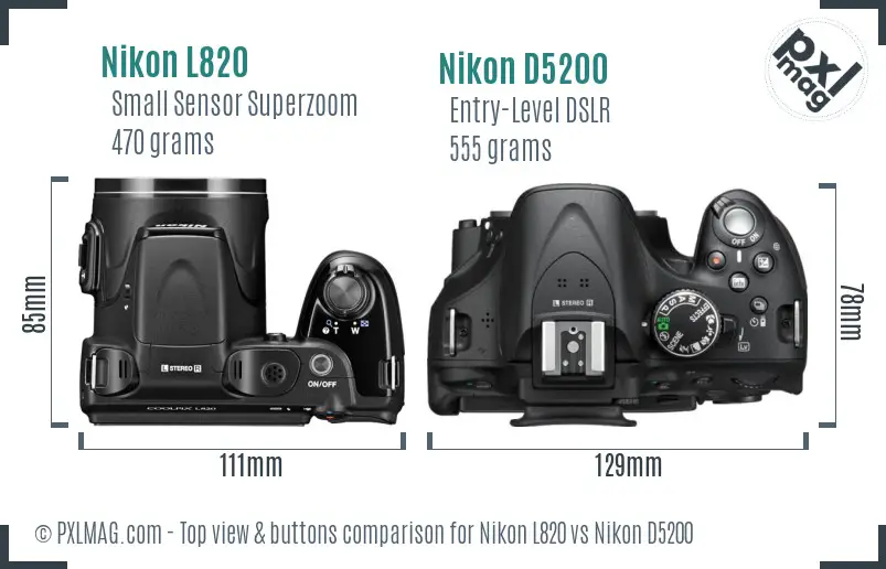 Nikon L820 and D5200 top control layout