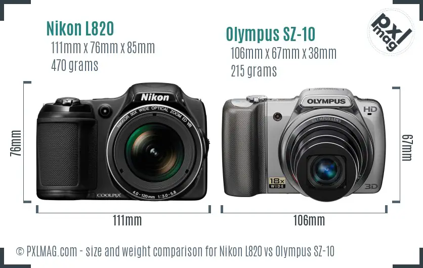 Nikon L820 vs Olympus SZ-10 size comparison Nikon L820 vs Olympus SZ-10 size comparison