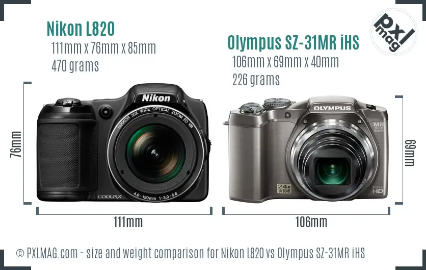 Nikon L820 vs Olympus SZ-31MR iHS size comparison Nikon L820 vs Olympus SZ-31MR iHS size comparison