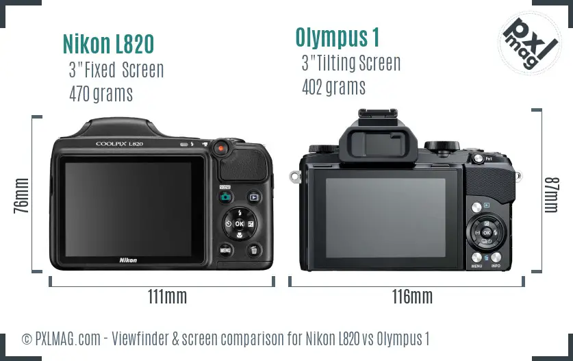 Nikon L820 vs Olympus 1 Screen and Viewfinder comparison