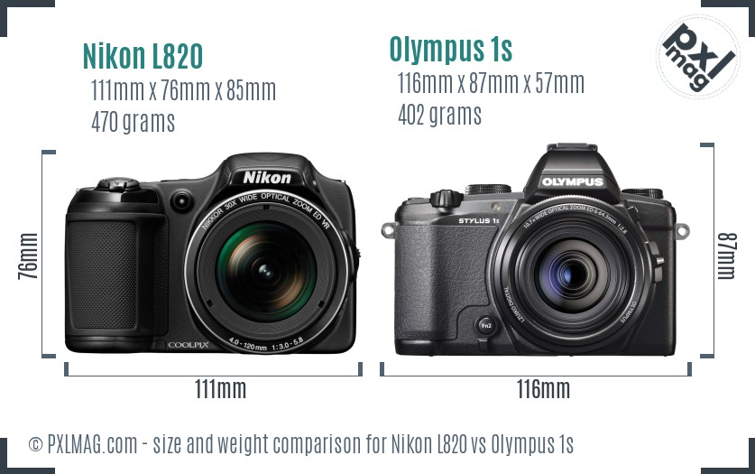 Nikon L820 vs Olympus 1s size comparison Nikon L820 vs Olympus 1s size comparison