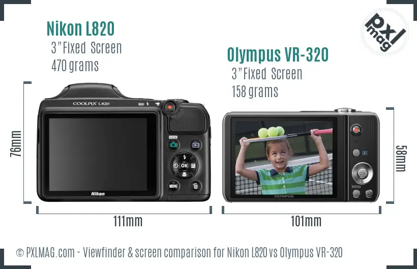 Nikon L820 vs Olympus VR-320 Screen and Viewfinder comparison