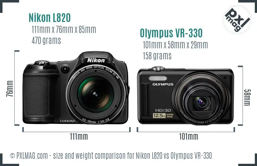 Nikon L820 vs Olympus VR-330 size comparison Nikon L820 vs Olympus VR-330 size comparison