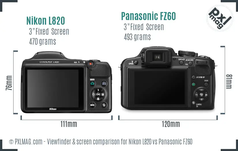 Nikon L820 vs Panasonic FZ60 Screen and Viewfinder comparison Nikon L820 vs Panasonic FZ60 Screen and Viewfinder comparison