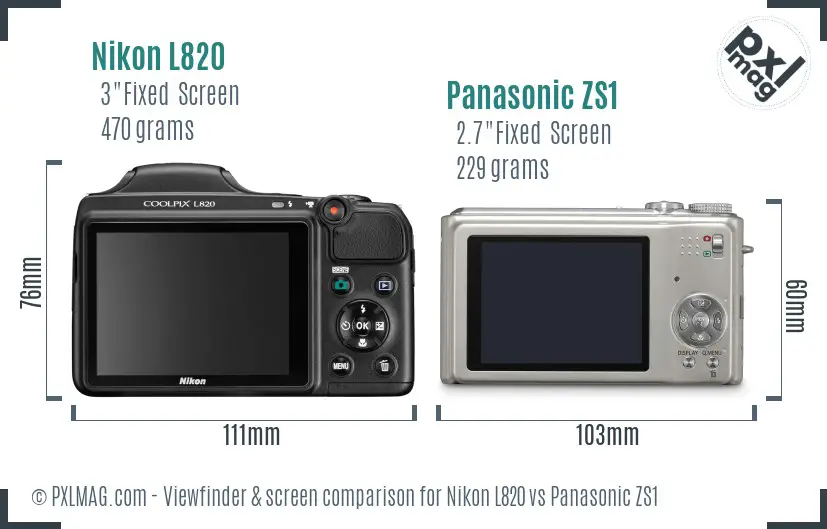 Nikon L820 vs Panasonic ZS1 Screen and Viewfinder comparison Nikon L820 vs Panasonic ZS1 Screen and Viewfinder comparison