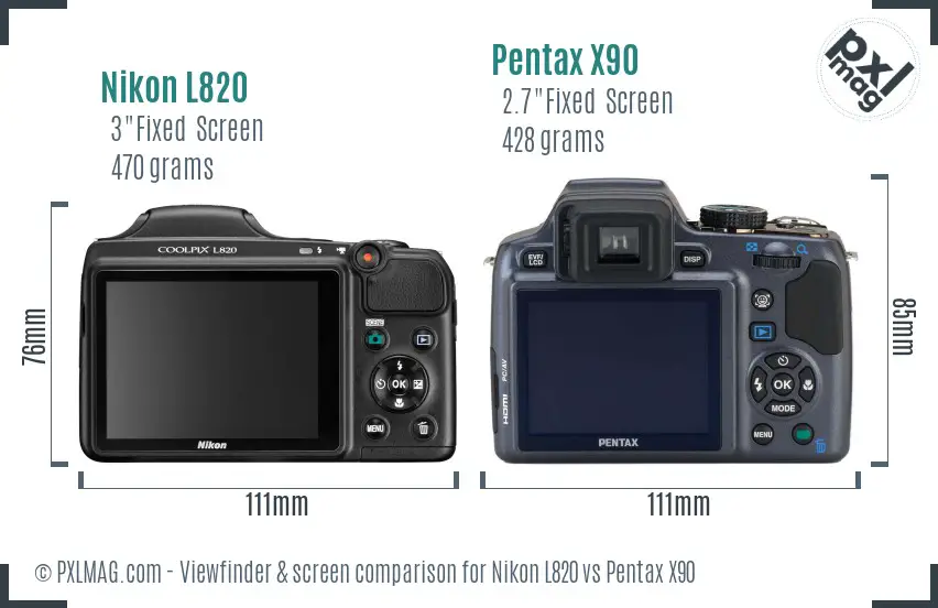Nikon L820 vs Pentax X90 Screen and Viewfinder comparison Nikon L820 vs Pentax X90 Screen and Viewfinder comparison