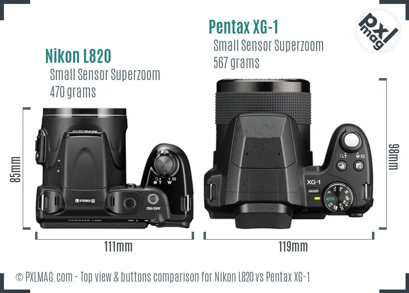 Nikon L820 vs Pentax XG-1 top view buttons comparison