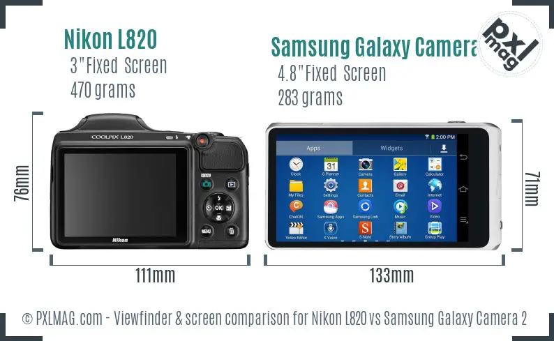 Nikon L820 vs Samsung Galaxy Camera 2 Screen and Viewfinder comparison