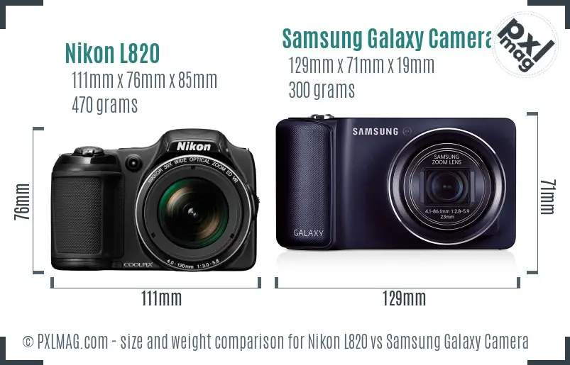 Nikon L820 vs Samsung Galaxy Camera size comparison Nikon L820 vs Samsung Galaxy Camera size comparison