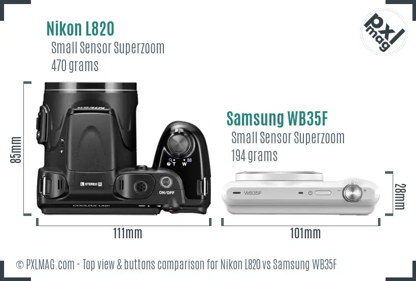 Nikon L820 vs Samsung WB35F top view buttons comparison
