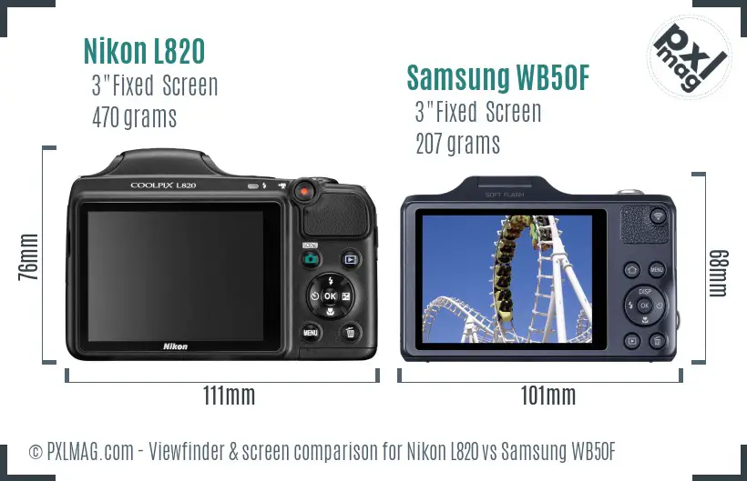 Nikon L820 vs Samsung WB50F Screen and Viewfinder comparison Nikon L820 vs Samsung WB50F Screen and Viewfinder comparison