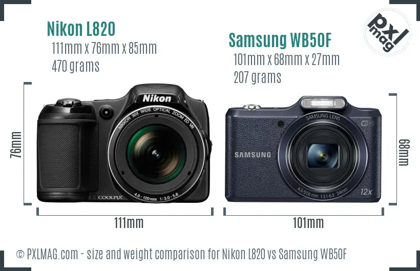 Nikon L820 vs Samsung WB50F size comparison Nikon L820 vs Samsung WB50F size comparison