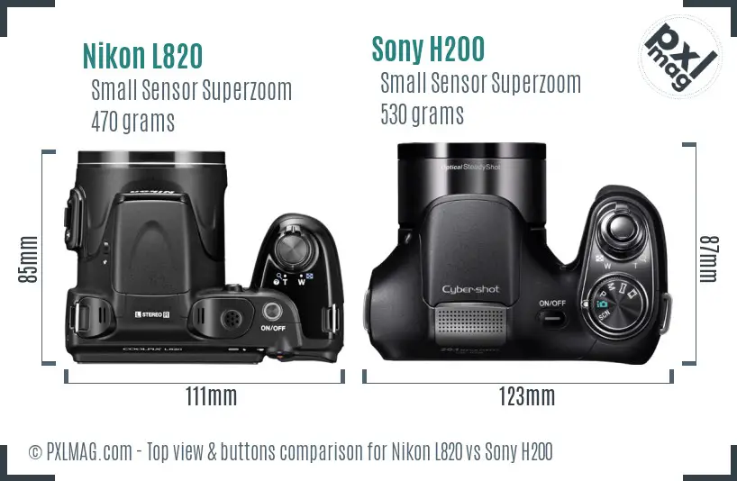 Nikon L820 vs Sony H200 top view buttons comparison