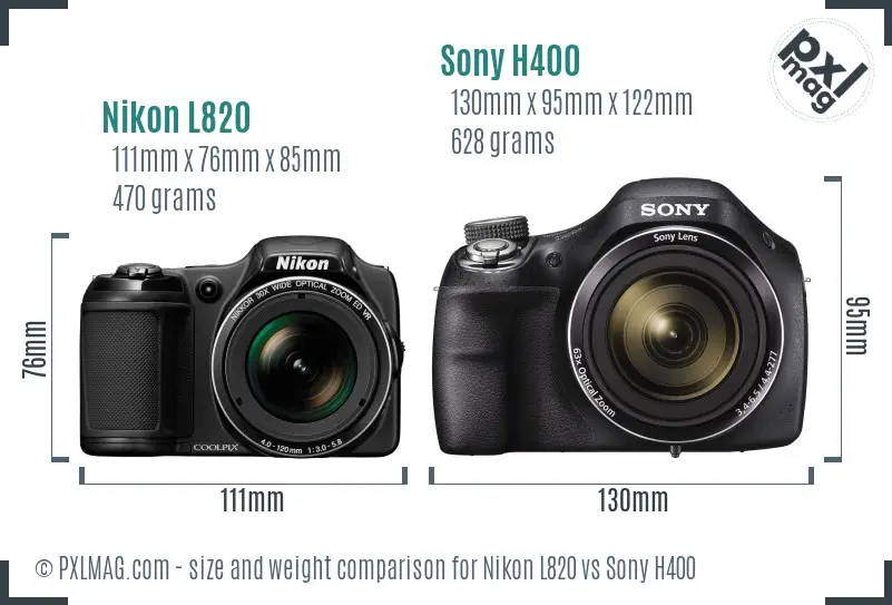 Nikon L820 vs Sony H400 size comparison Nikon L820 vs Sony H400 size comparison