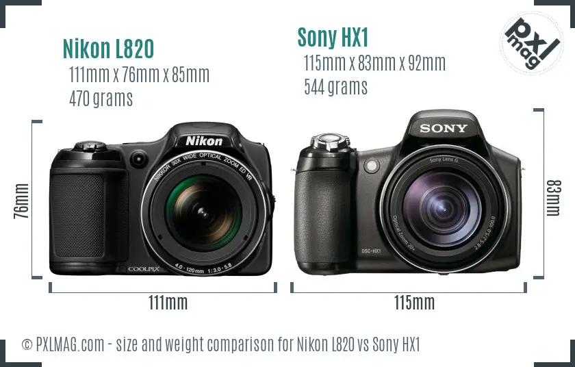 Nikon L820 vs Sony HX1 size comparison