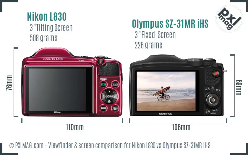 Nikon L830 vs Olympus SZ-31MR iHS Screen and Viewfinder comparison Nikon L830 vs Olympus SZ-31MR iHS Screen and Viewfinder comparison