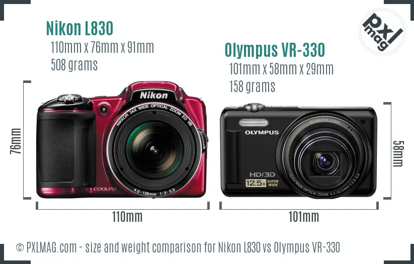 Nikon L830 vs Olympus VR-330 size comparison Nikon L830 vs Olympus VR-330 size comparison